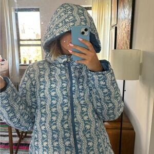 Hill House Home Edie Puffer — Blue Linear Floral